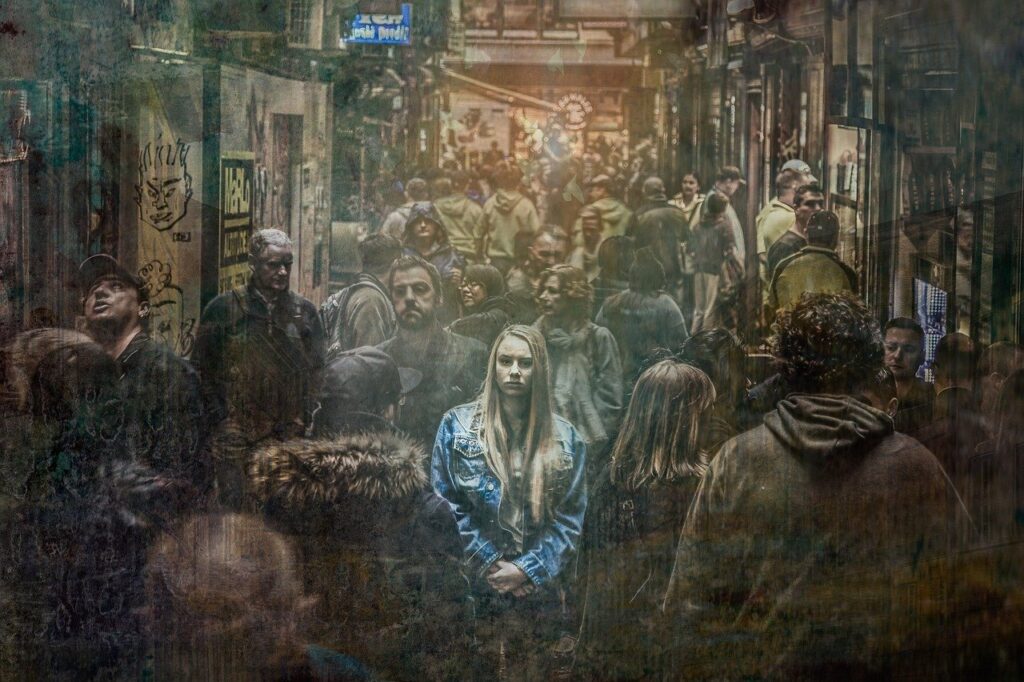 woman, alone, crowd-2666433.jpg